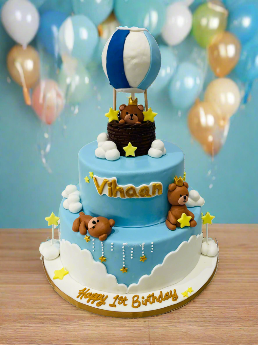 Hot Air Balloon Tiered Fondant Cake