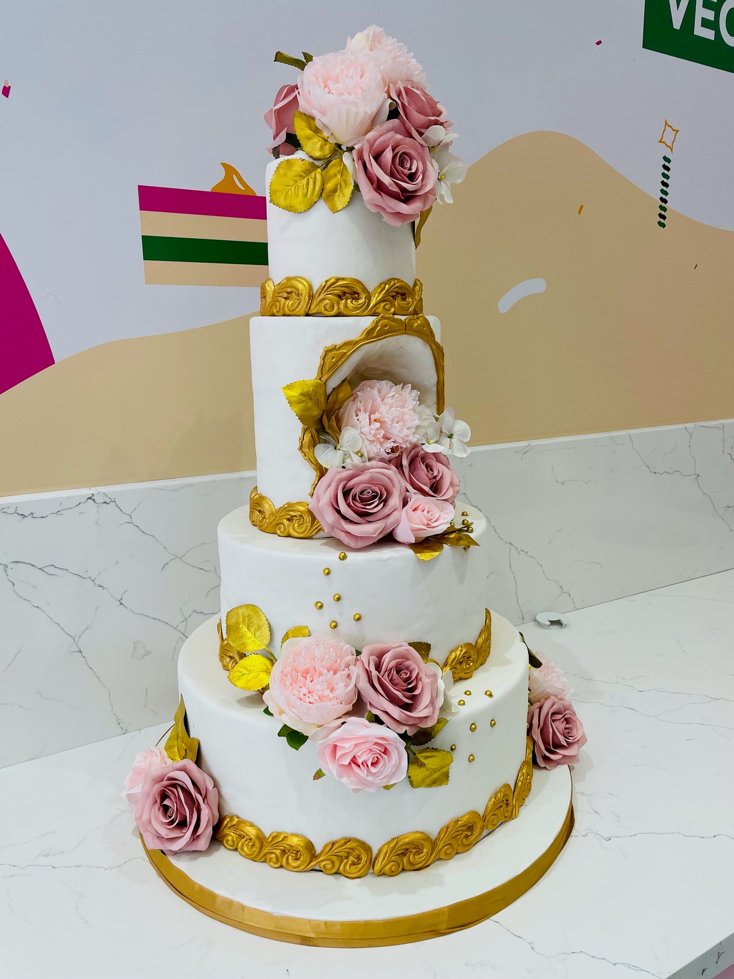 Rose Fantasy Tiered Wedding Cake