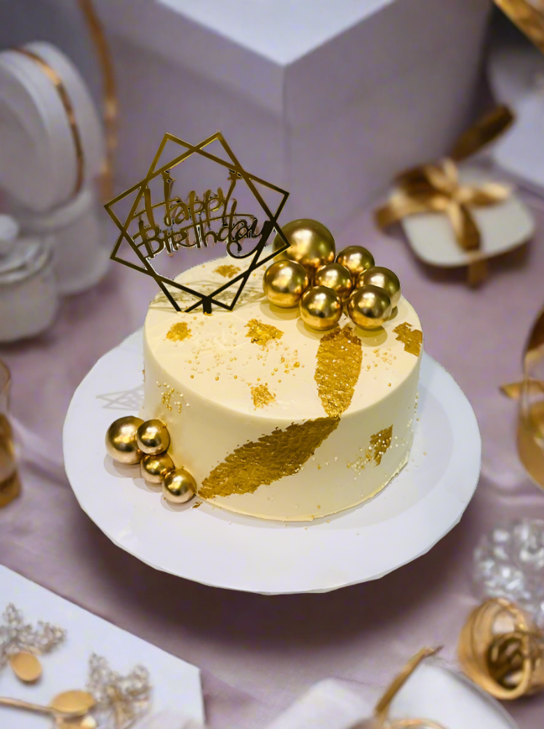 Ivory And Gold Cream Cake