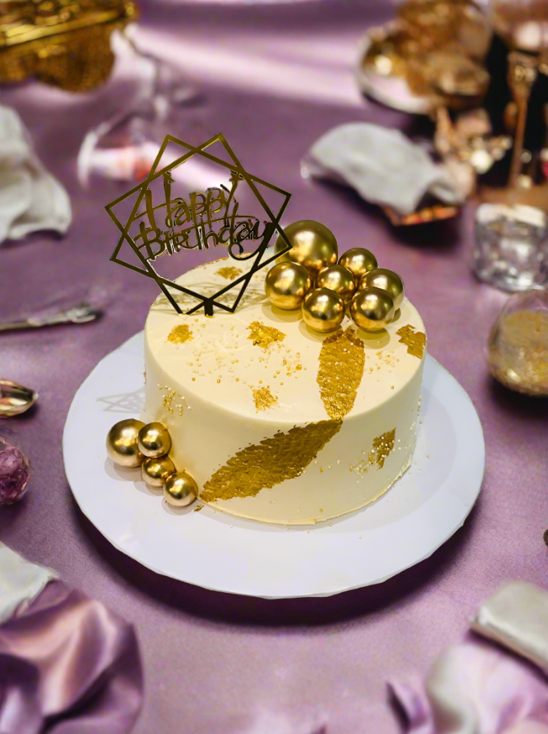 Ivory And Gold Cream Cake