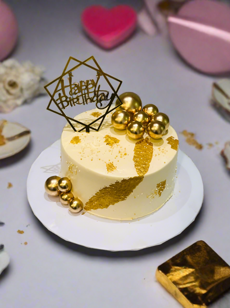 Ivory And Gold Cream Cake