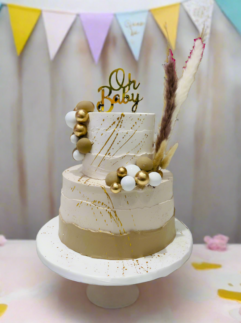 Ivory & Beige Boho Baby Shower Cake