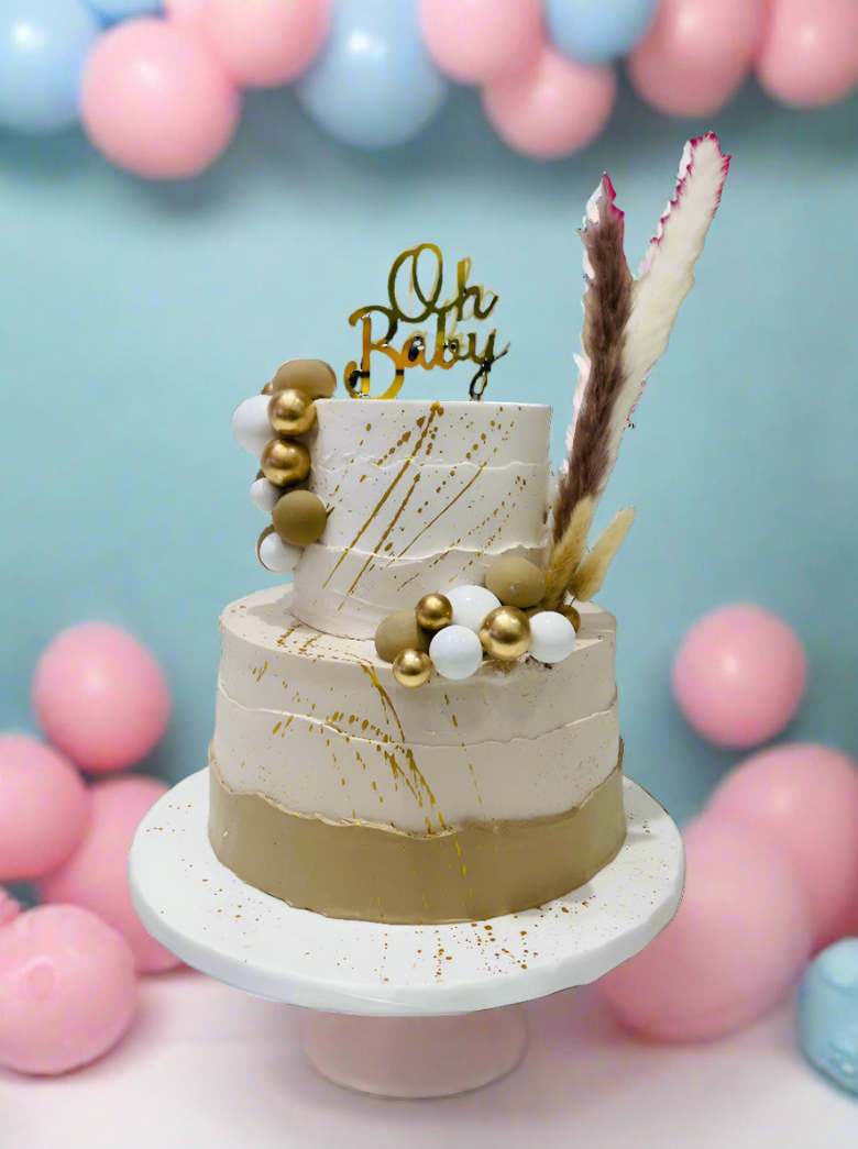 Ivory & Beige Boho Baby Shower Cake