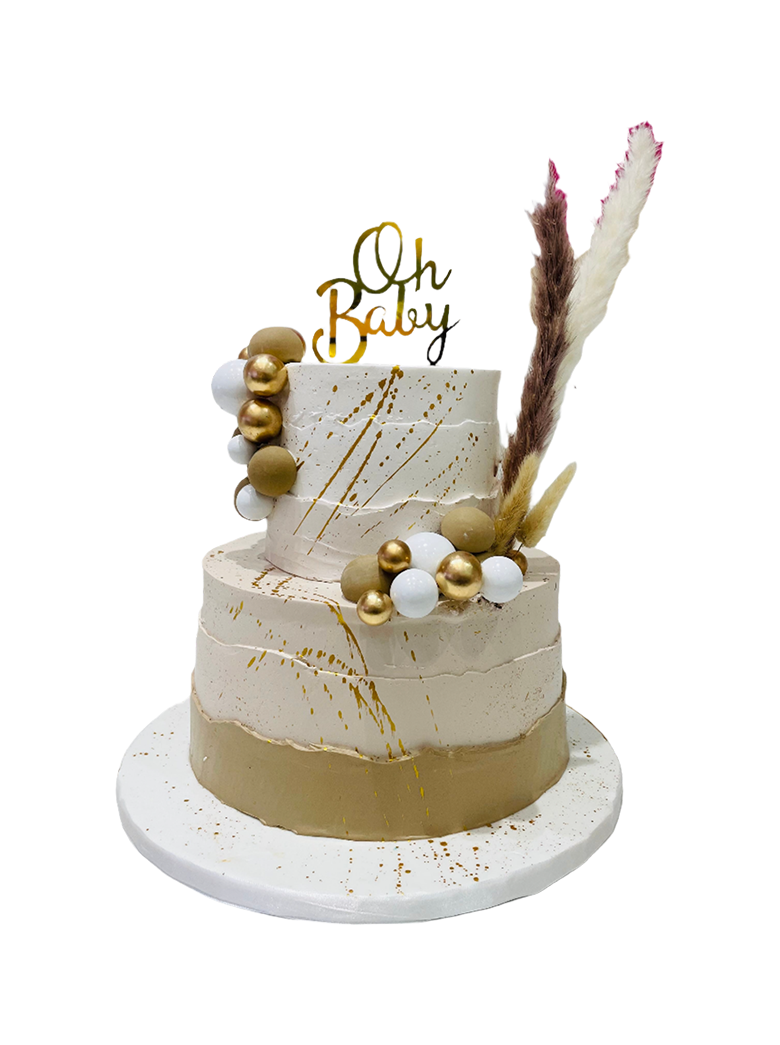 Ivory & Beige Boho Baby Shower Cake