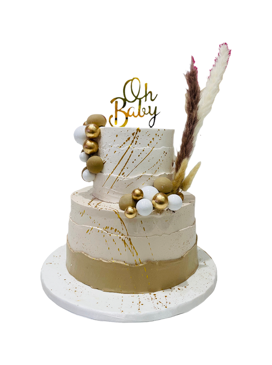 Ivory & Beige Boho Baby Shower Cake