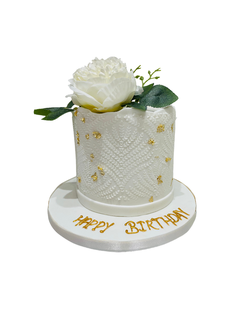 Ivory Damask Fondant Cake