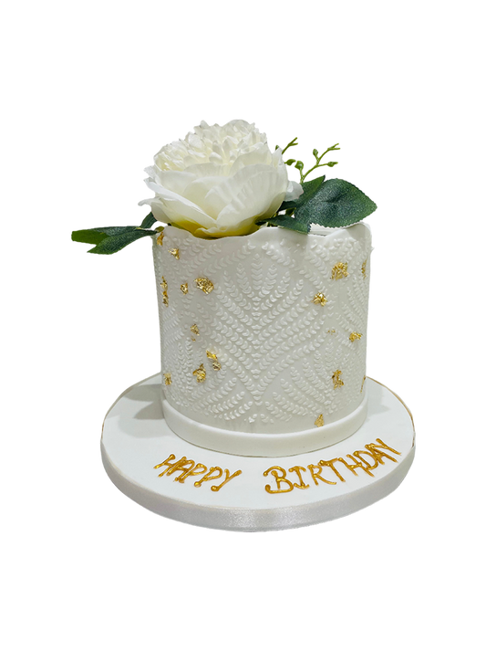 Ivory Damask Fondant Cake