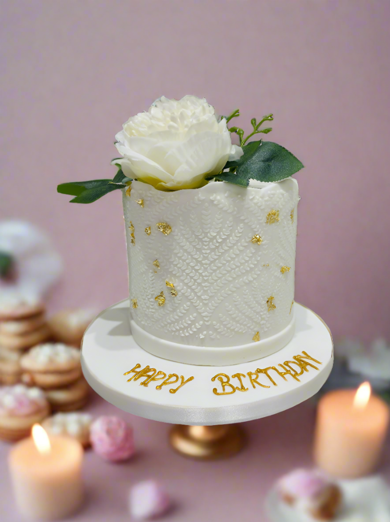 Ivory Damask Fondant Cake