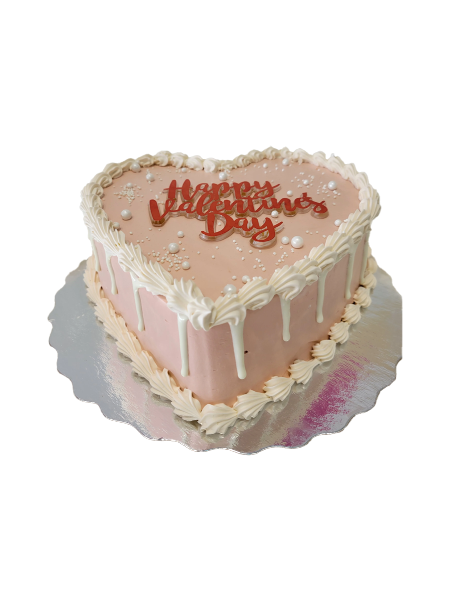 Ivory Drizzle Heart Cake