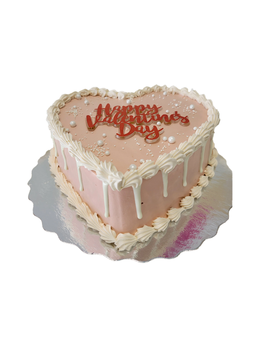 Ivory Drizzle Heart Cake