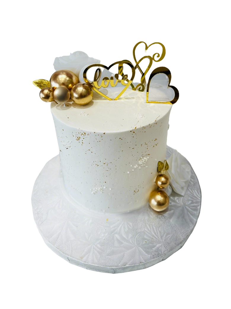 Ivory & Gold Love Cream Cake