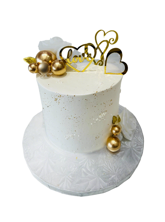 Ivory & Gold Love Cream Cake