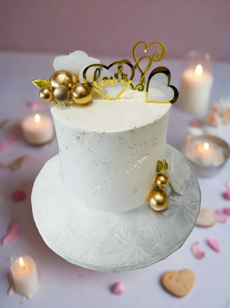 Ivory & Gold Love Cream Cake