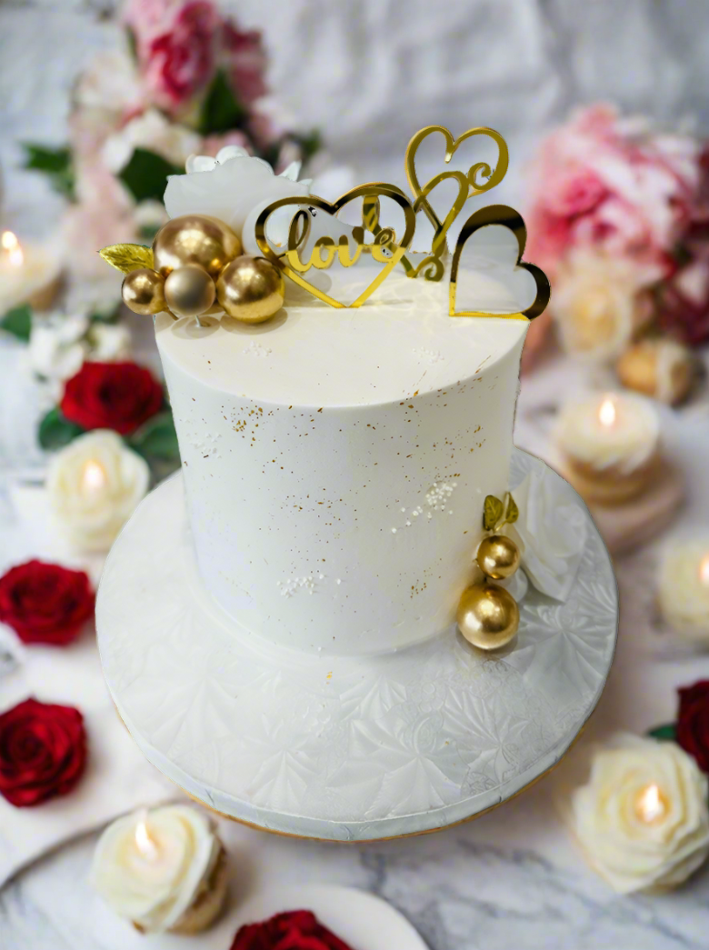 Ivory & Gold Love Cream Cake