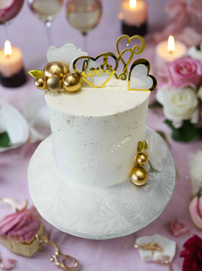 Ivory & Gold Love Cream Cake