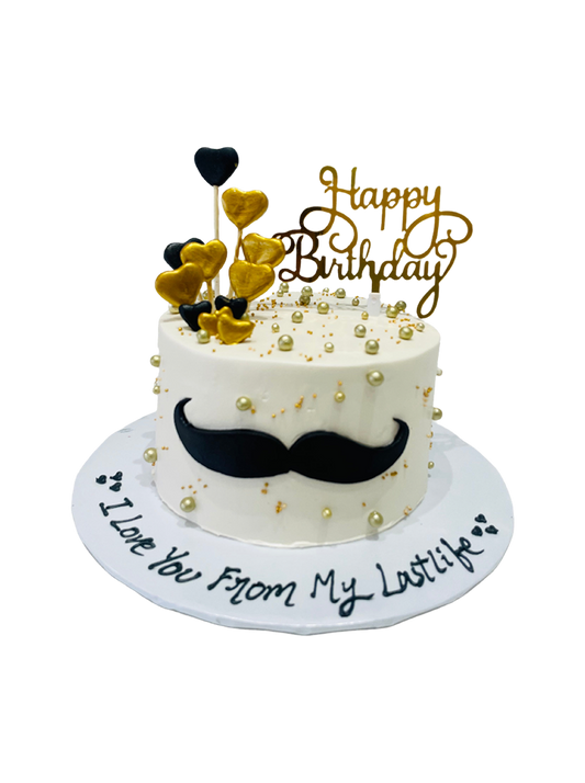Ivory Gold Moustache Cream Cake