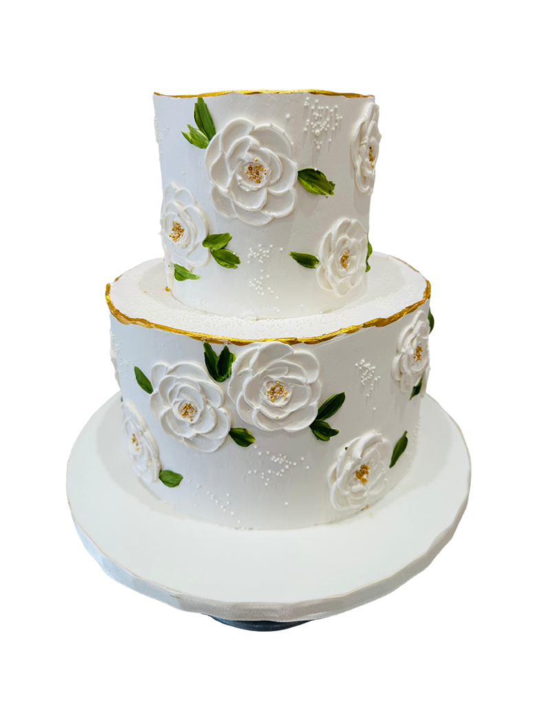 Ivory Roses Cream Tiered Cake