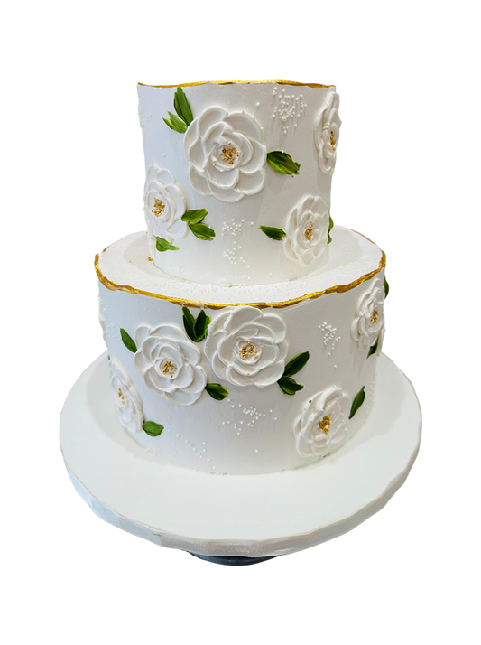 Ivory Roses Cream Tiered Cake
