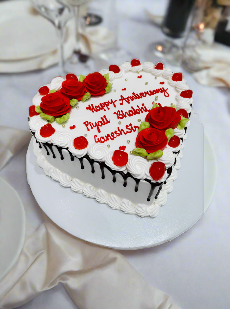 Jass Anniversary Heart Cake