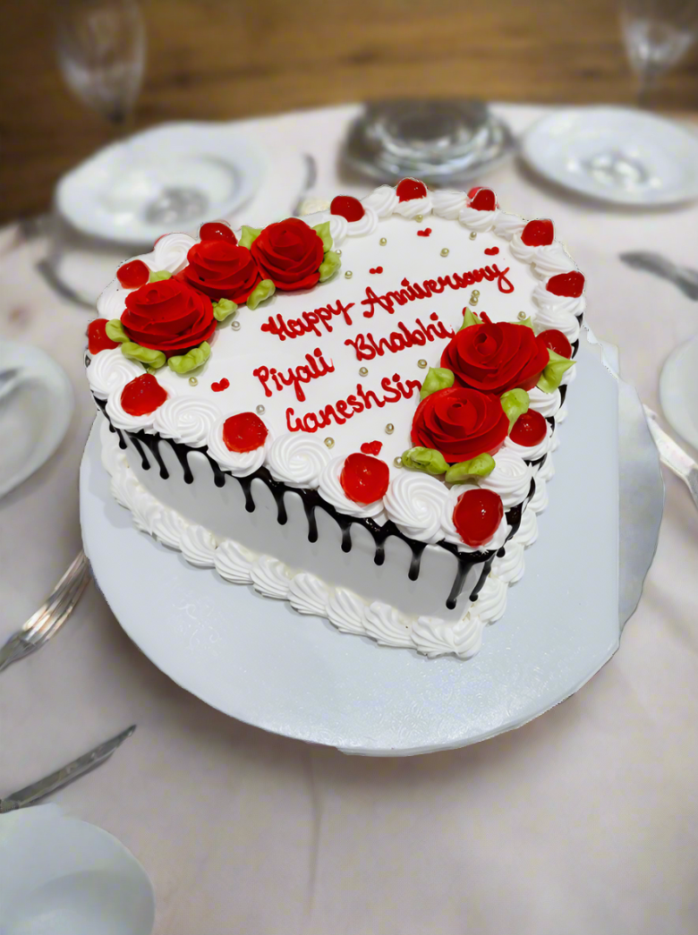Jass Anniversary Heart Cake