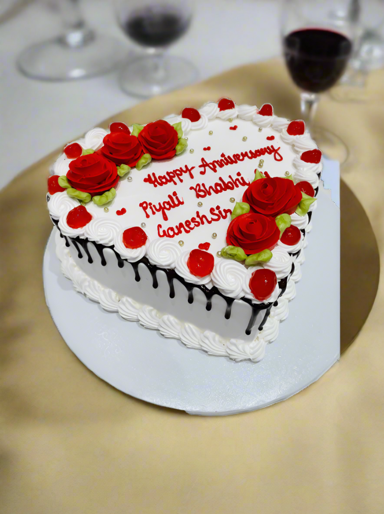 Jass Anniversary Heart Cake