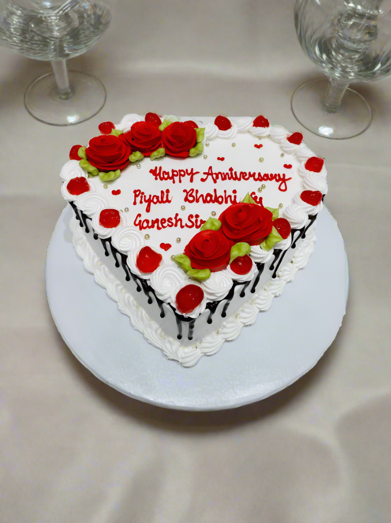 Jass Anniversary Heart Cake