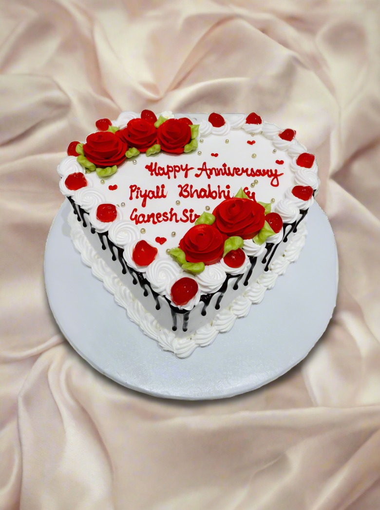 Jass Anniversary Heart Cake