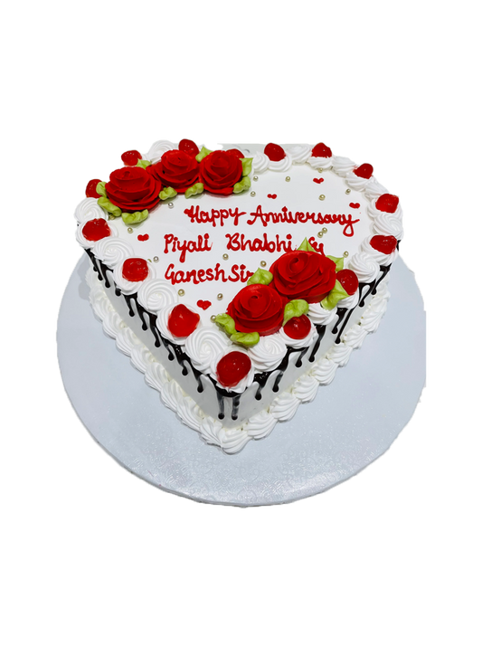 Jass Anniversary Heart Cake