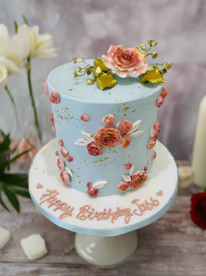 Jass Blue Floral Cake