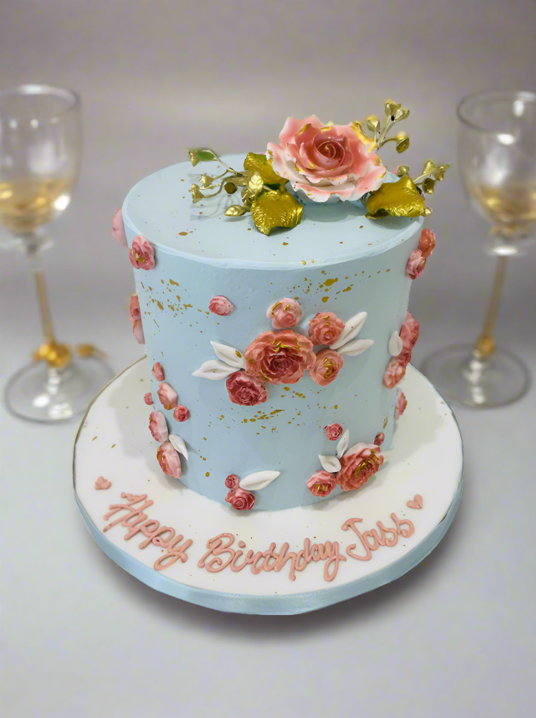 Jass Blue Floral Cake