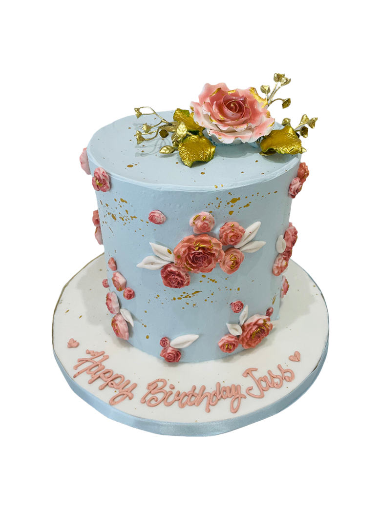 Jass Blue Floral Cake