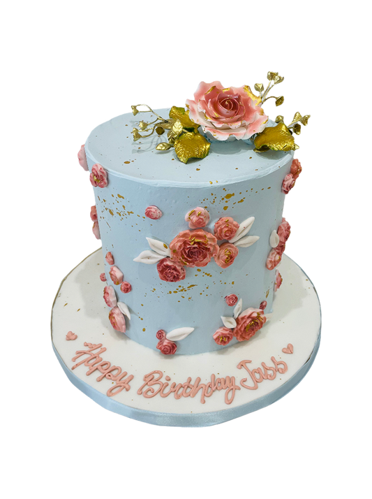 Jass Blue Floral Cake