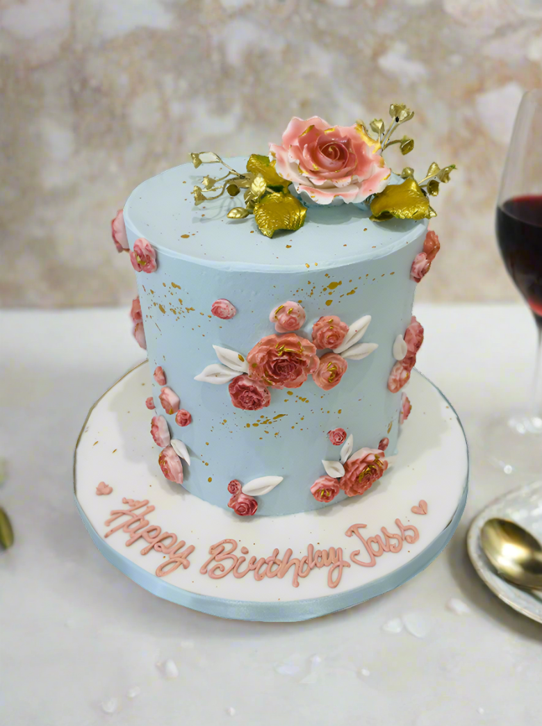 Jass Blue Floral Cake