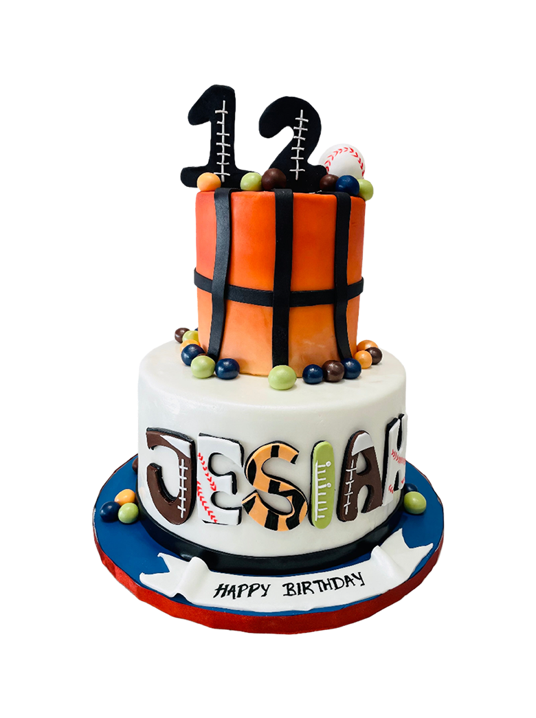 Jesiah Sports Fondant Tiered Cake