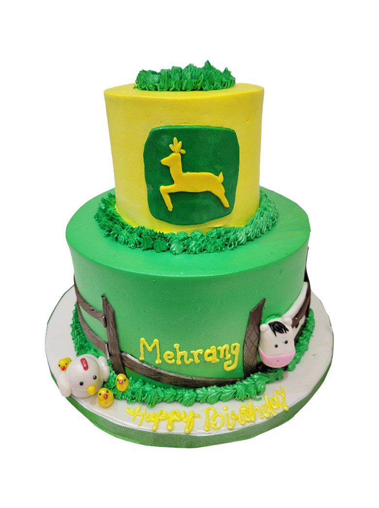 John Deere Cream Tiered Cake
