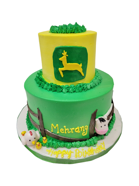 John Deere Cream Tiered Cake