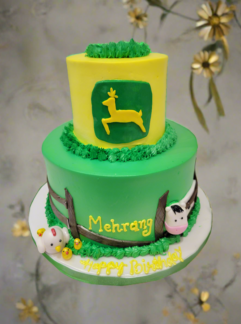 John Deere Cream Tiered Cake