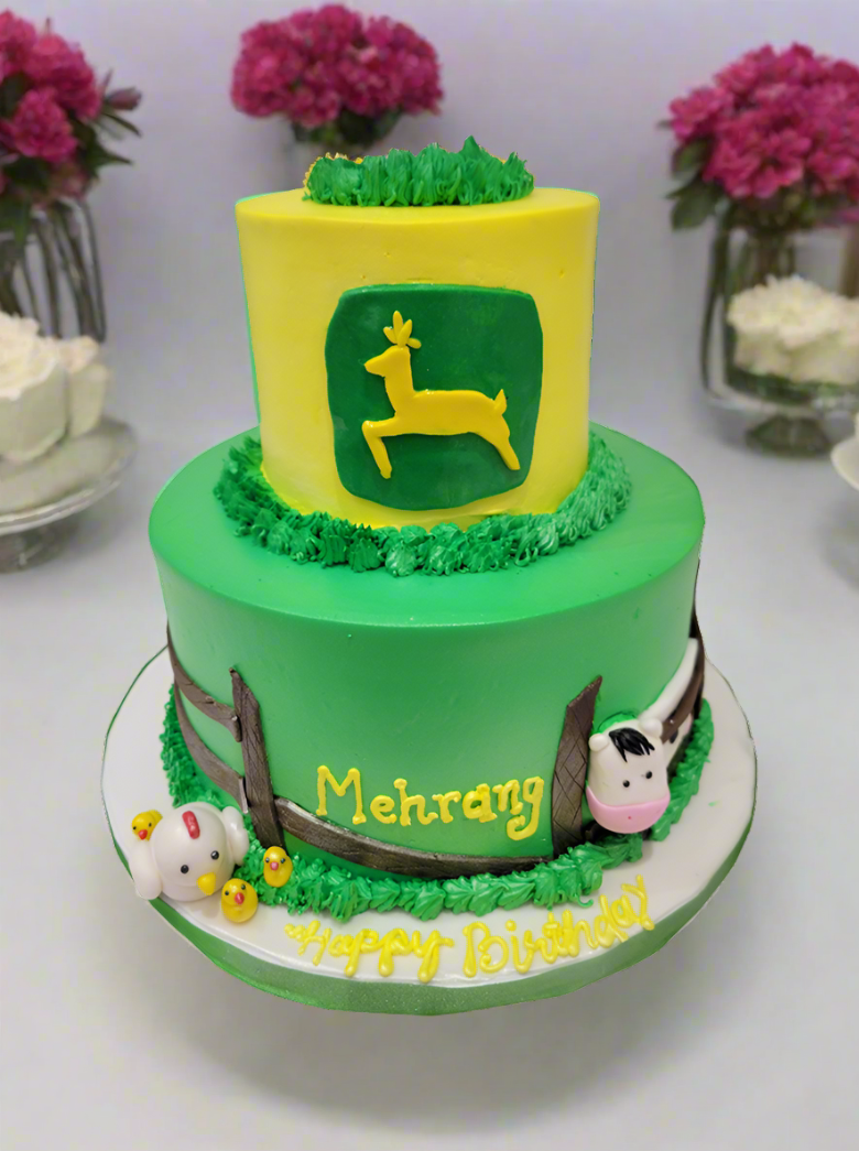 John Deere Cream Tiered Cake