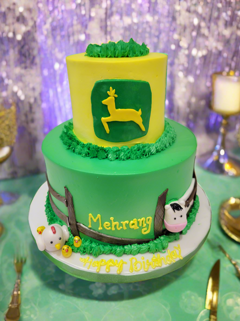 John Deere Cream Tiered Cake