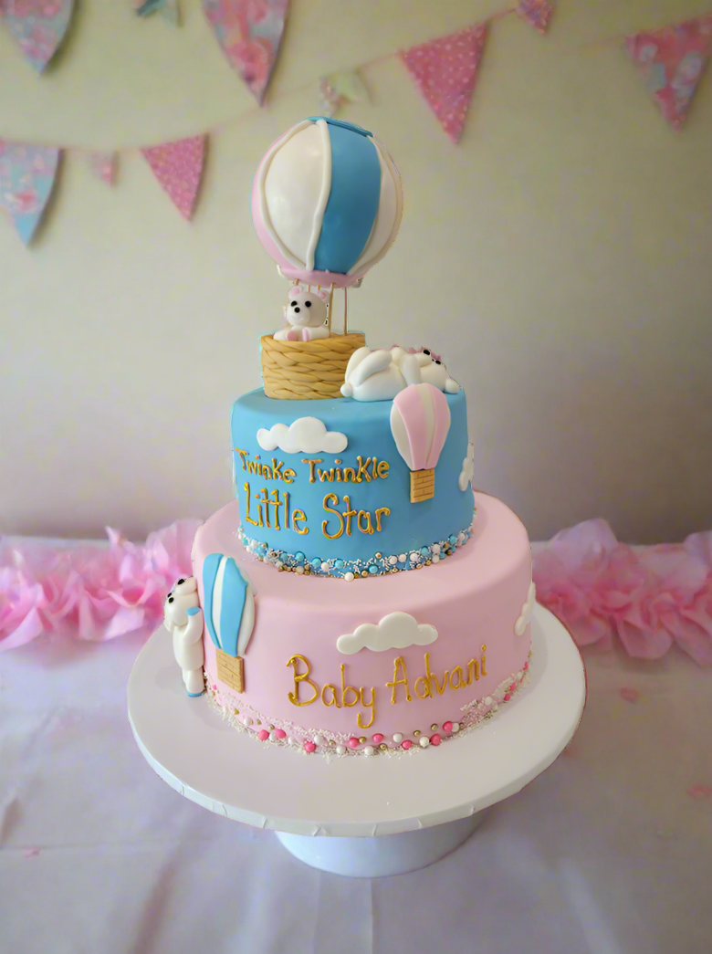 Teddy Bear Hot Air Balloon Fondant Cake
