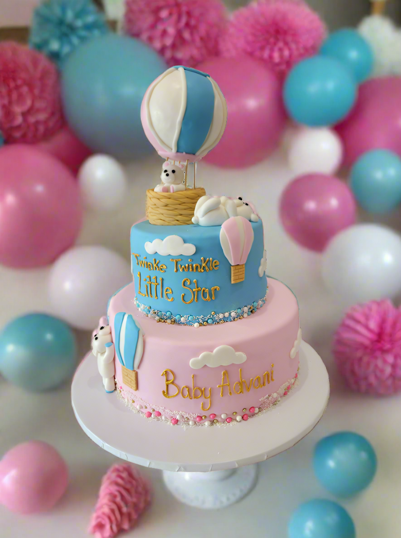 Teddy Bear Hot Air Balloon Fondant Cake