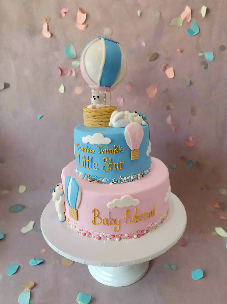 Teddy Bear Hot Air Balloon Fondant Cake