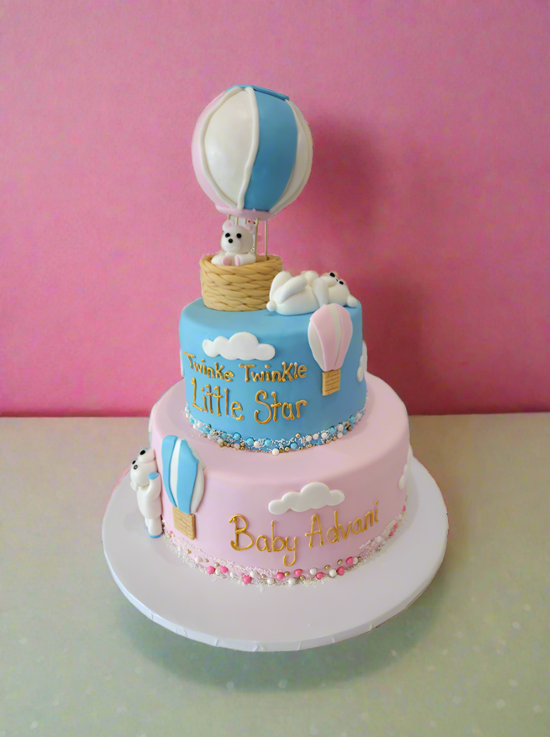 Teddy Bear Hot Air Balloon Fondant Cake
