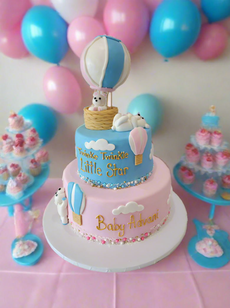 Teddy Bear Hot Air Balloon Fondant Cake