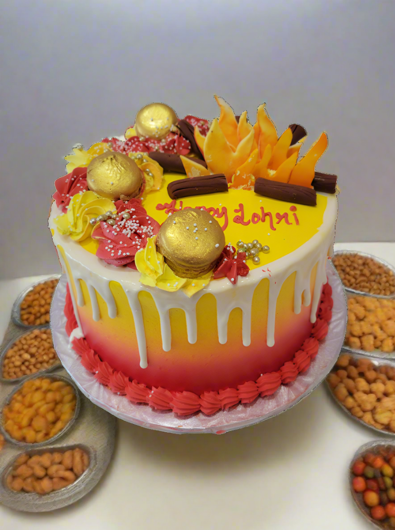 Red And Yellow Lohri Cake