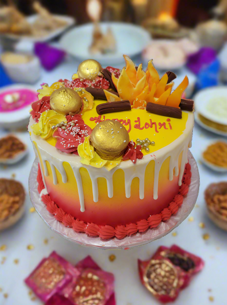 Red And Yellow Lohri Cake
