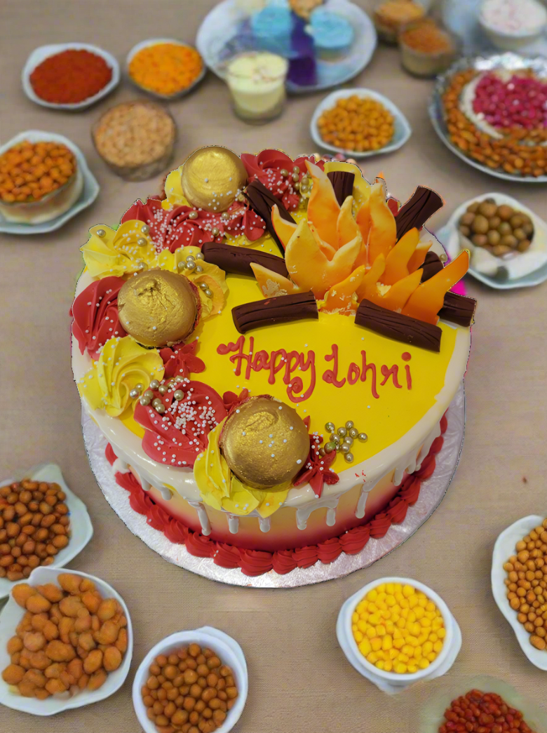 Red And Yellow Lohri Cake