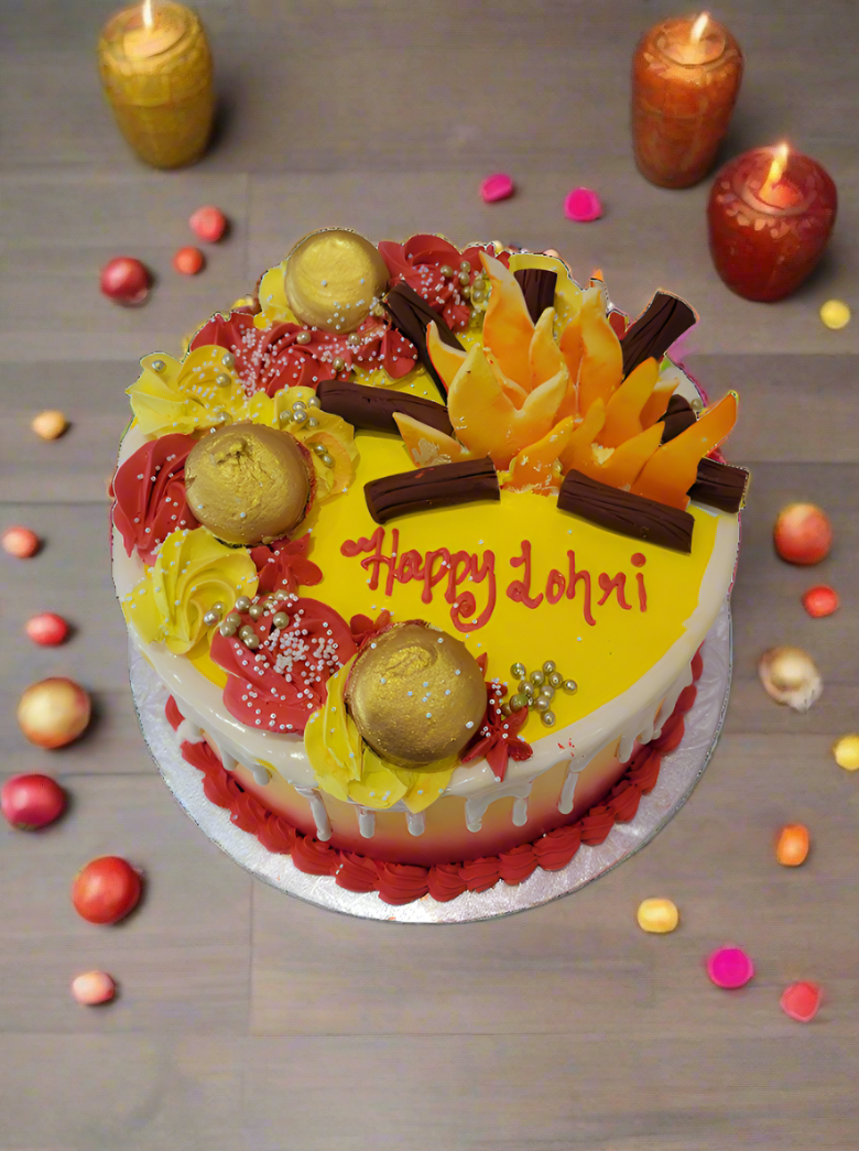Red And Yellow Lohri Cake