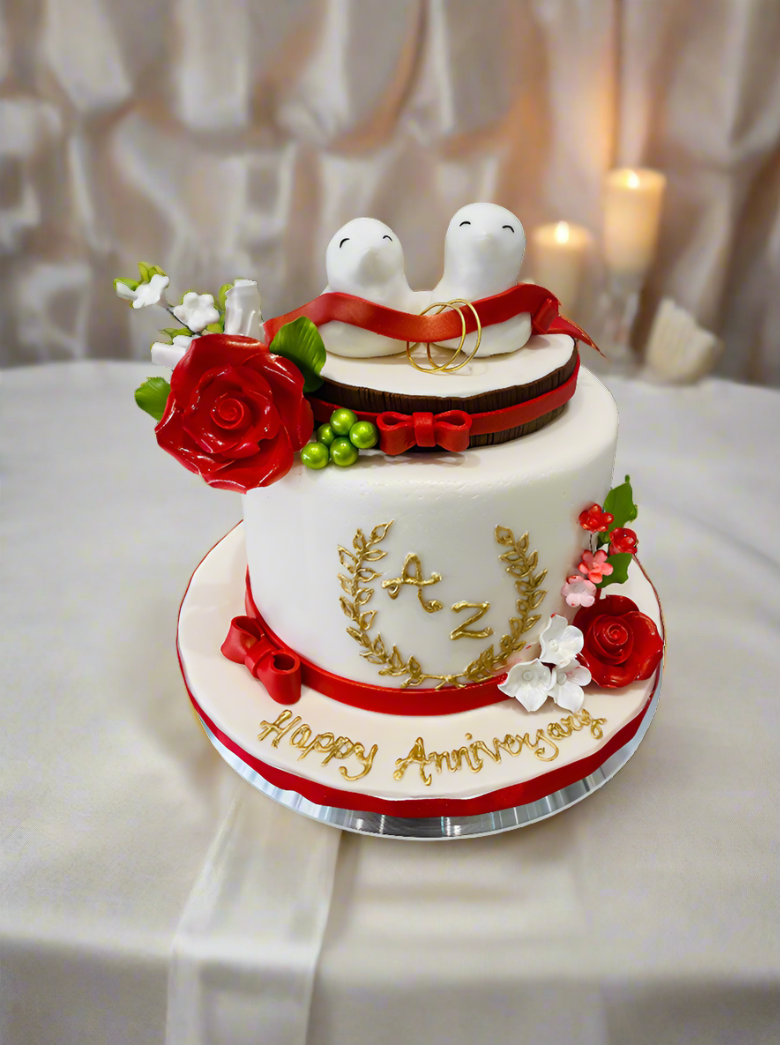 Romantic Love Birds Cake