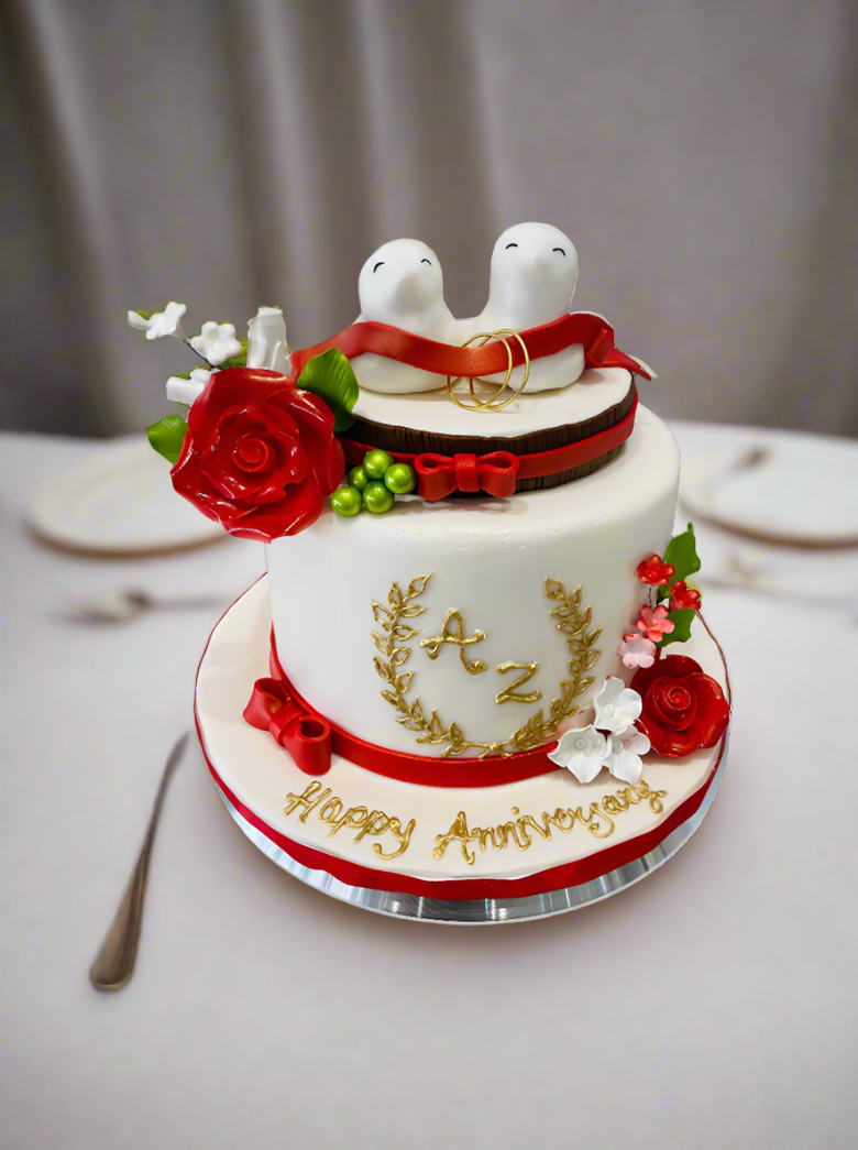 Romantic Love Birds Cake